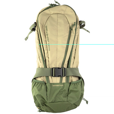 Grey Ghost Gear Apparition SBR Bag in Tan and OD Green colorway, front view