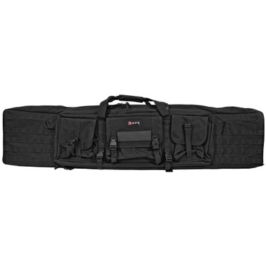 GPS Double Rifle Case 55 Inch Black exterior with padded divider and pistol pockets