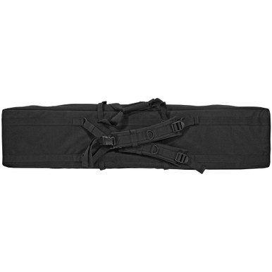 Interior view of GPS 55 inch double rifle case showing padded rifle slots and hook and loop lockdown straps