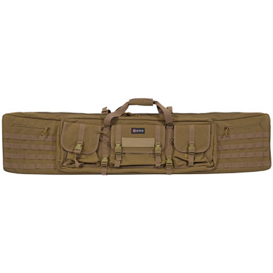 GPS Double Rifle Case 55 inch FDE tan padded storage bag exterior view