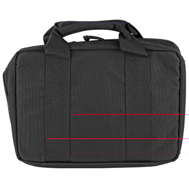 Interior view of GPS Pistol Case showing cushioned pistol compartments and knitted elastic magazine slots