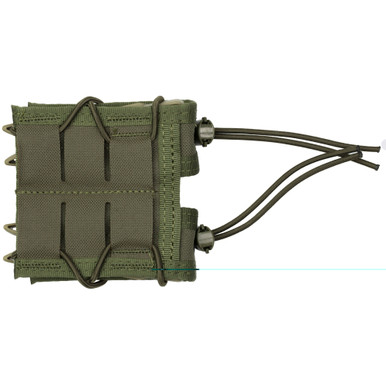 HSGI Double Pistol TACO MOLLE Pouch side angle showing elastic shock cord and polymer brackets