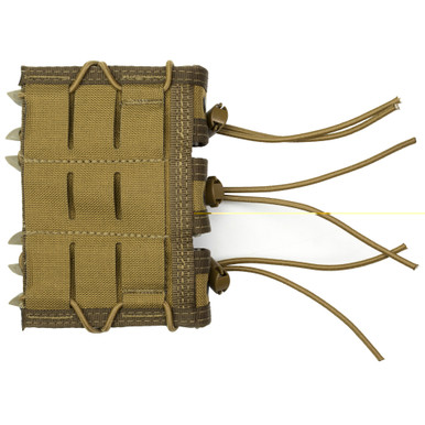 Close-up of elastic shock cord retention and injection-molded side brackets on HSGI Triple Pistol TACO