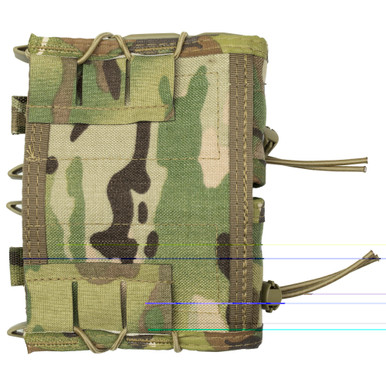 Side angle view of HSGI Double Rifle TACO showing laser-cut MOLLE base
