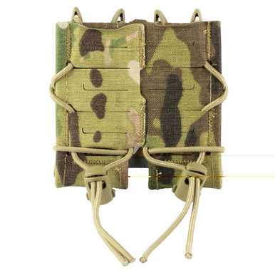 Close-up of laser-cut nylon laminate and shock cord retention on Gen 2 Double Pistol TACO