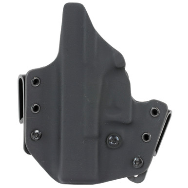 Close-up of adjustable retention and interchangeable belt loops on LAG Defender holster