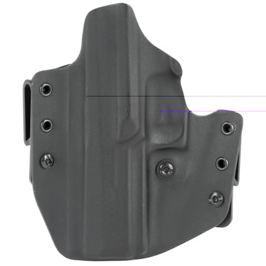 Close-up of Defender holster adjustable retention and interchangeable belt loops