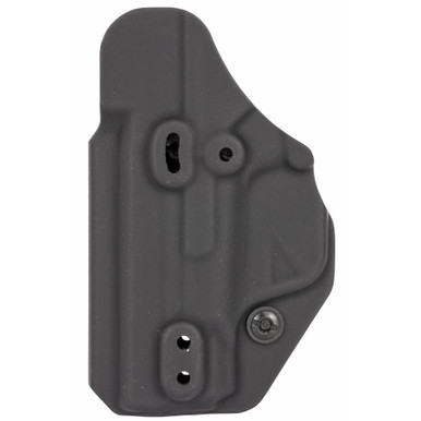 Side angle view of L.A.G. Tactical Liberator Mk II holster showing adjustable cant belt clip detail