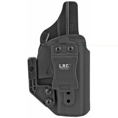 Close-up of LAG APD MK II retention adjustment and Kydex construction detail