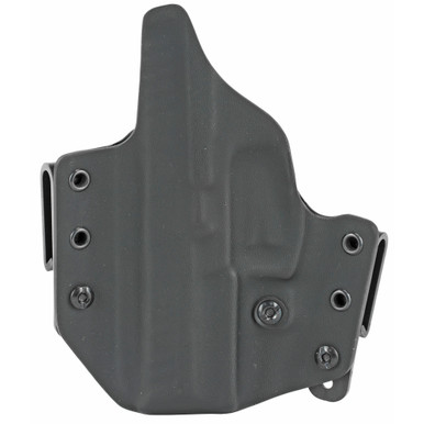Close-up of adjustable retention and interchangeable belt loops on Defender holster