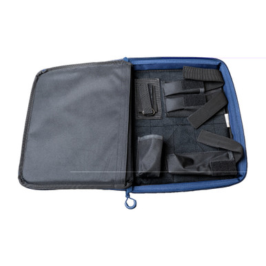 Legend Chimera Tactical Pistol Case open interior showing hook and loop panel with modular storage pouches and retention straps