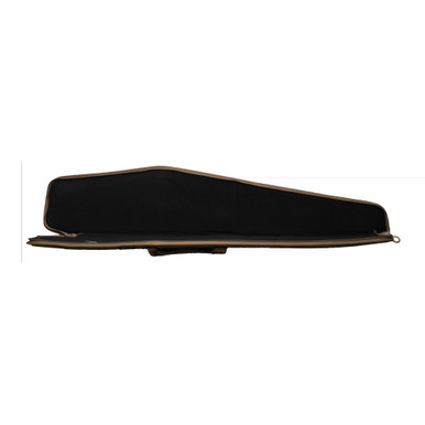 Large loop reinforced zipper pull detail on desert tan rifle case