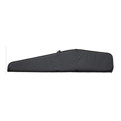 Gray scoped rifle case showing large loop reinforced zipper pull detail