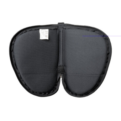 Black pistol rug open showing front accessory pocket and reinforced zipper pulls