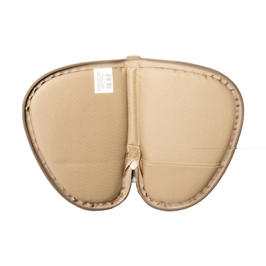 Front accessory pocket detail on Legend Pegasus Pistol Rug desert tan case open
