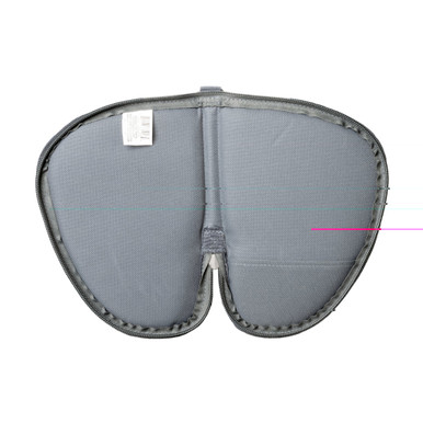 Gray pistol rug open showing padded interior compartment and muzzle pocket