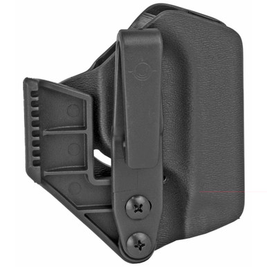 Side angle view of MFT Minimalist Holster showing passive retention and slim Boltaron profile