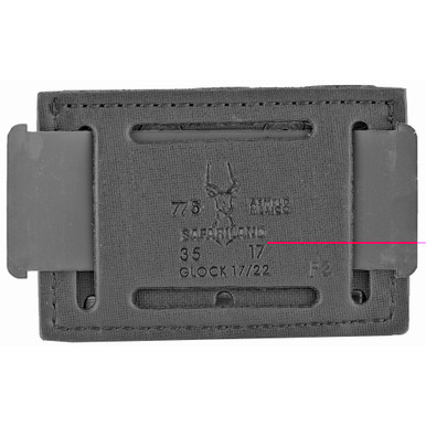Safariland 775 triple mag pouch side angle showing vertical and horizontal belt slot options