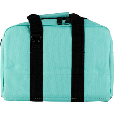 Top-down interior view of US PeaceKeeper Mini Range Bag showing dual handgun compartments