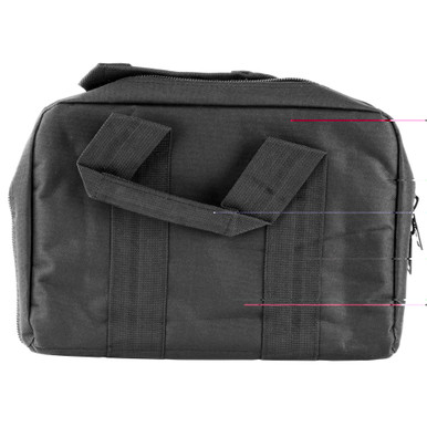 Interior padded liner and double zipper locking detail of Mini Range Bag