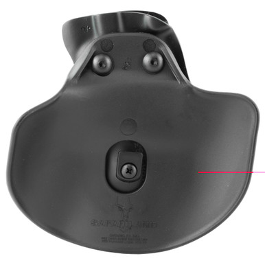 Close-up of adjustable tension device and trigger guard detent on Safariland 5198 holster