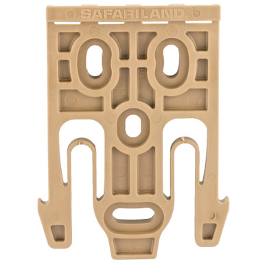 Safariland QLS 19 Locking Fork holster adapter in coyote tan finish, front view