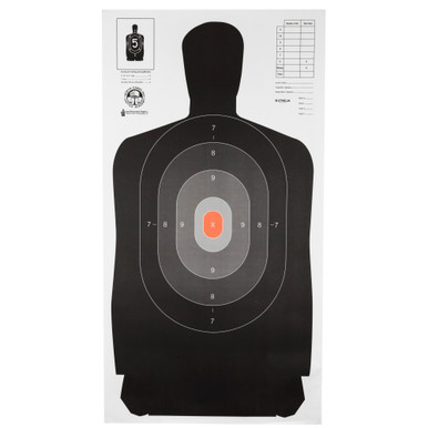Action Target B27NCJA silhouette shooting target, full view with scoring zones