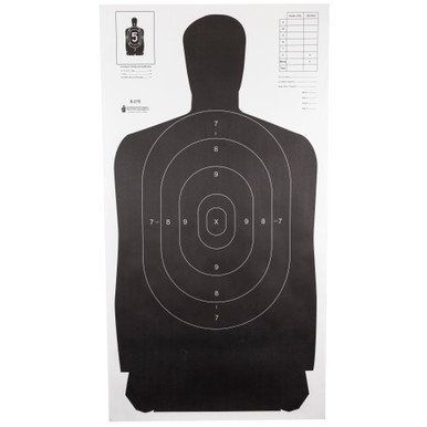 Action Target B-27S Black full-size paper silhouette target, 100-pack