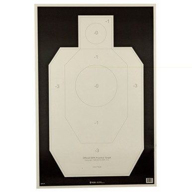 Action Target IDPA paper shooting target showing official scoring zones, 100-pack