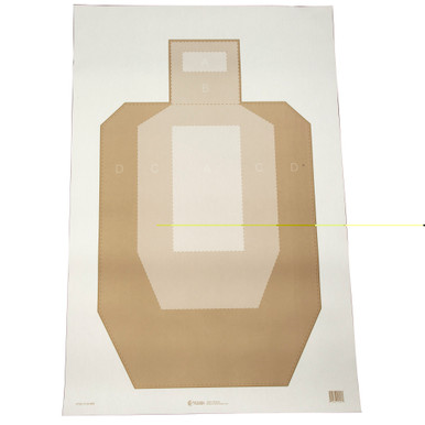Action Target IPSC USPSA Brown Paper Targets 100 Pack front view showing scoring zones