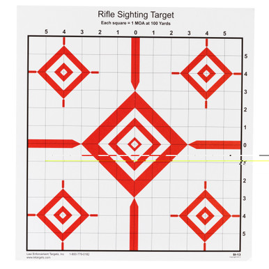 Action Target Rifle Sighting Target 100-Pack front view showing grid and aiming points