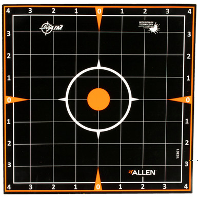 Allen EZ-Aim 8x8 Sight-In Paper Targets 5-Pack with splash technology bullseye grid