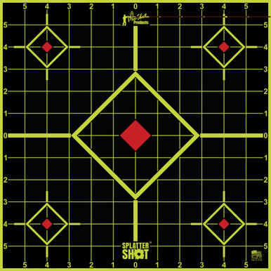 Pro-Shot 12 inch green sight-in targets 5-pack showing numbered grid and green bullet hole reveal rings