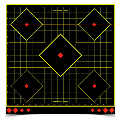 Birchwood Casey Shoot-N-C Sight-In Target 17.75 inch self-adhesive paper target with chartreuse impact rings