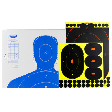 Birchwood Casey Shoot-N-C Silhouette Target Kit with self-adhesive backing and high-visibility bullet impact rings