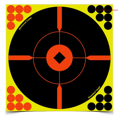 Birchwood Casey Shoot-N-C Bullseye Target 6-8 inch with bright chartreuse impact rings