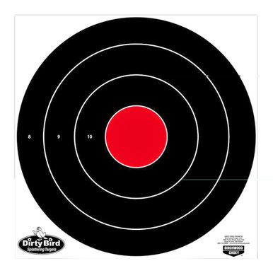 Birchwood Casey Dirty Bird Bullseye Target 5-17.25 inch splatter target with high-contrast black and white rings