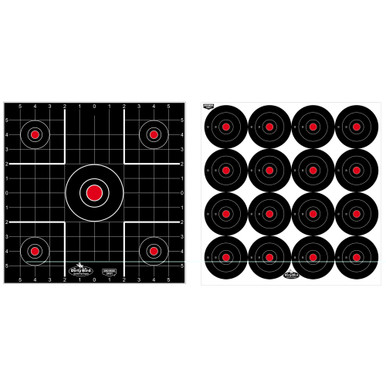 Birchwood Casey Dirty Bird Combo Targets 12-Pack front view showing splatter target designs