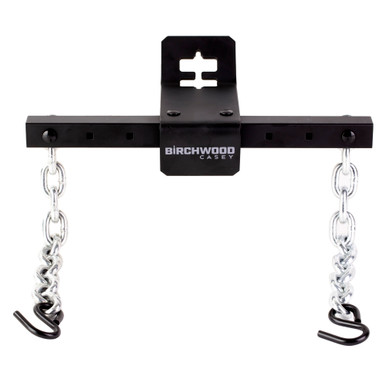 Birchwood Casey T-Post Gong Mount attached to steel fence post