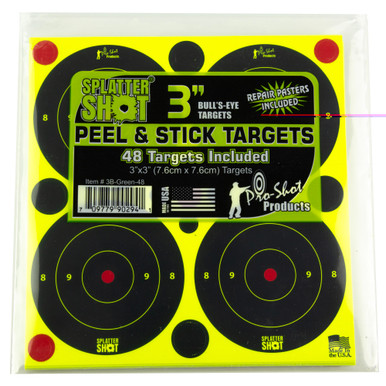 Pro-Shot 3 Inch Green Bullseye Reactive Target Pasters 48 Pack front view
