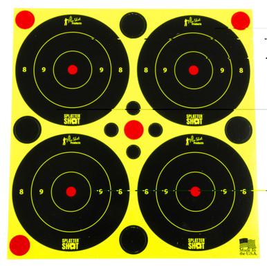 Pro-Shot Green Bullseye Target Pasters showing reactive green ring bullet hole indicators