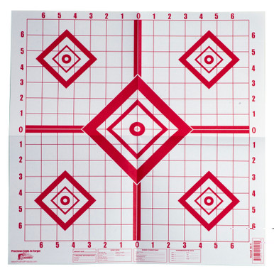 Pro-Shot 16x16 Red Sight-In Target showing scoring table and silhouette detail