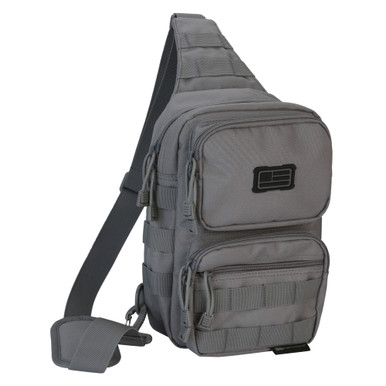 Evolution Outdoor Tactical Shoulder Sling Pack in Gray Polyester front view