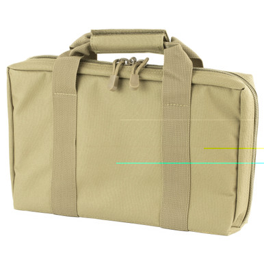 NCSTAR VISM Discreet Pistol Case Tan - interior view showing padded compartments and magazine loops