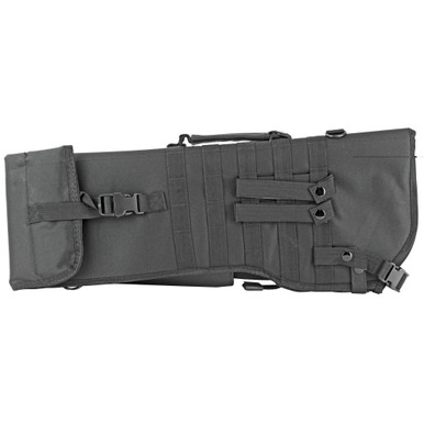 NcStar Tactical Rifle Scabbard in black showing MOLLE webbing and shoulder sling