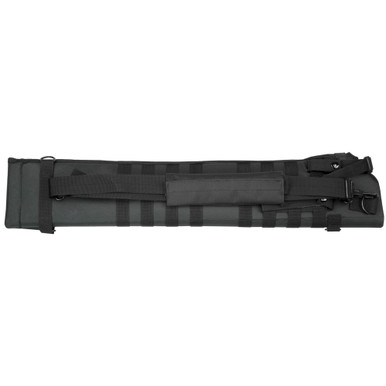 NcStar Tactical Shotgun Scabbard in black showing MOLLE webbing and shoulder sling