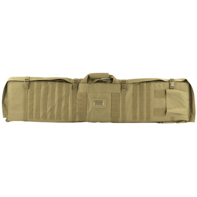 NcStar Tan Rifle Case Shooting Mat closed with MOLLE webbing visible