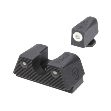 TRUGLO Tritium X Night Sight Set for Glock – front and rear steel sights with white tritium dots
