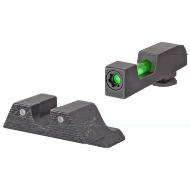 Trijicon DI Night Sights for Glock Standard Frame – front view showing green fiber optic and tritium lamp