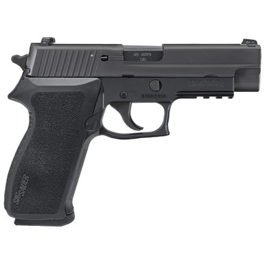 SIG SAUER P220 45 ACP pistol – left side with accessory rail detail